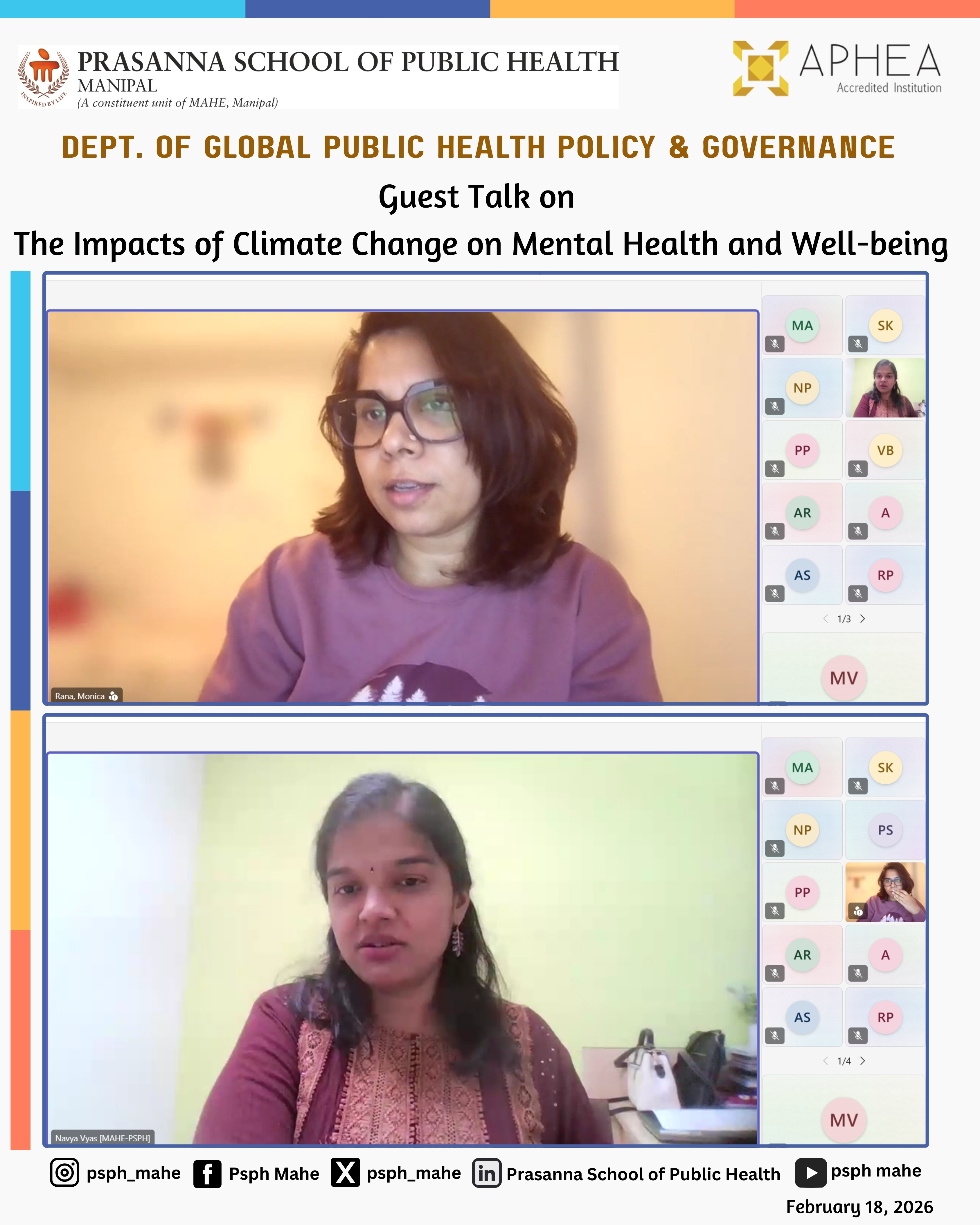 Guest Talk on The Impacts of Climate Change on Mental Health and Well-being: February 18, 2026